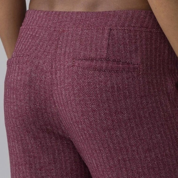 💫Lululemon Slim Jet Crop Pants Heathered Herringbone Berry Rumble Bordeaux Drama - Picture 2 of 7